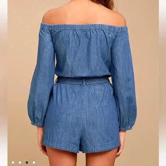 Free People Tangled in Willows  Chambray Romper - Picture 2 of 7